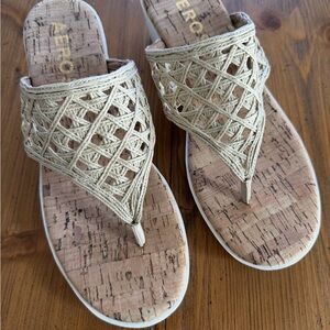 AEROSOLES Beige Woven Wedge Sandals IVIE